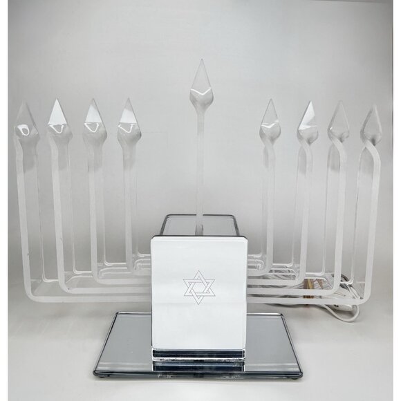 Vintage Lucite Electric Mid Century Modern MCM Menorah Hanukkah Candle Light - Picture 5 of 11